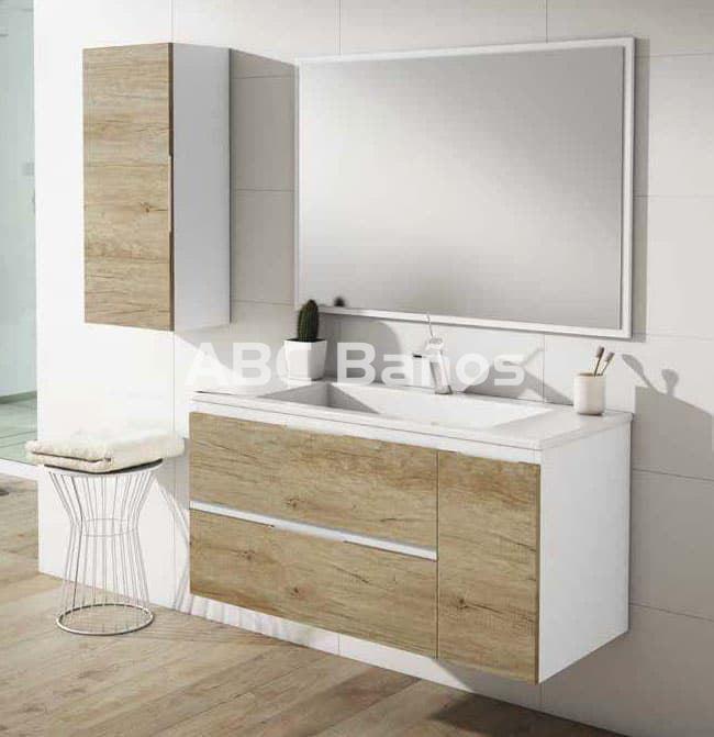 Mueble de baño al suelo con lavabo fondo reducido, 80 cm - roble natural